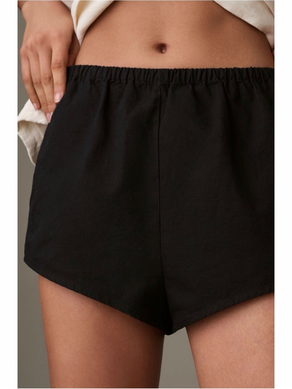 Anthropologie Linen Pull On Tap Shorts Black Cotton Linen Relaxed Fit Medium - Picture 2 of 6